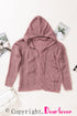 Zipper V-Neck Dropped Sleeve Hooded Solid Sweater